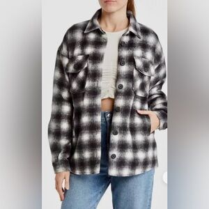 #127 Thread & Supply BNWOT women black white plaid shirt jacket button up